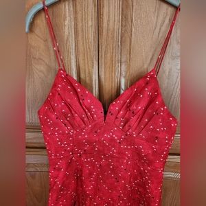 Fame and Partners heart print dress with boning in waist and bust, size 4